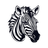 Fototapeta Konie - Zebra head, logo or icon, vector illustration.