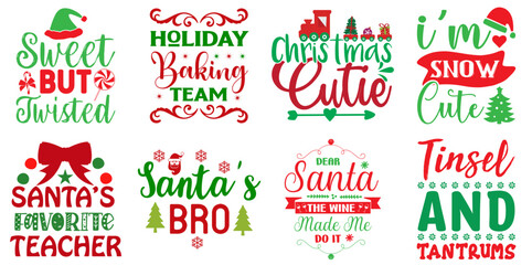 Merry Christmas and Holiday Celebration Typography Bundle Christmas Vector Illustration for Social Media Post, Greeting Card, Motion Graphics