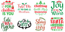 Merry Christmas And Happy New Year Inscription Collection Christmas Vector Illustration For Sticker, Presentation, Magazine