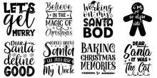 Merry Christmas Calligraphic Lettering Set Christmas Black Vector Illustration for T-Shirt Design, Wrapping Paper, Announcement