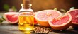 Grapefruit seed oil extract, grapefruit pieces, seeds, and oil spoon. COVID treatment drugs, natural antibiotics, antiviral medication. Boosts immunity during the coronavirus outbreak.