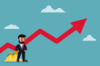 © Apirak - A businessman who is confident in his growing business. Successful investments earn more profits or mutual funds that easily grow returns. Make money trading cryptocurrencies. Passive income concept.