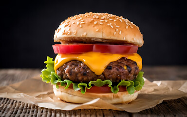 Canvas Print - Capture the essence of Hamburger in a mouthwatering food photography shot Generative AI