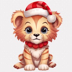 Wall Mural - Lion cute on white background