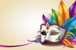 3d rendering illustration illustration venice carnival colorful feather mask,space for text or message,banner or greeting card.ai generated