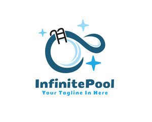 Wall Mural - infinity swimming pool logo symbol design template illustration inspiration