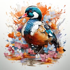 Sticker - Mandarin duck graphic