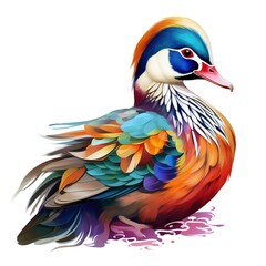 Poster - Mandarin ducks multicolored plumage