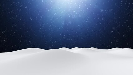 Wall Mural - Magic snow landscape with blue slow motion snowfall background.