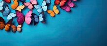 Butterflies On Colored Background Represent Mental Health Concept For World Mental Health Day.