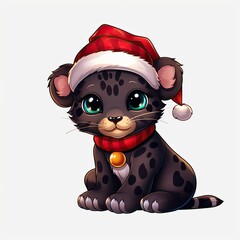 Wall Mural - Cute Panther Christmas concept