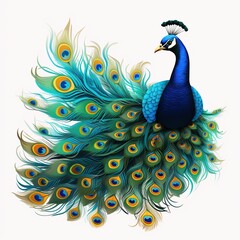 Wall Mural - Peacocks multicolored tail feathers