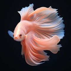 Wall Mural - Photo realistic light orange iridescent betta fish