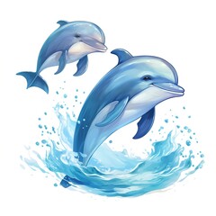 Wall Mural - Playful dolphins jumping out of the water