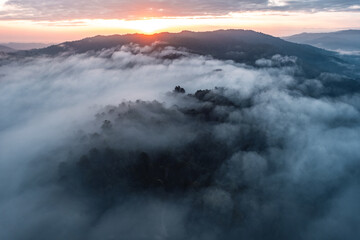 Wall Mural - Morning  Sky and Mountains,view of sunrise or sunset over mountain and misty.