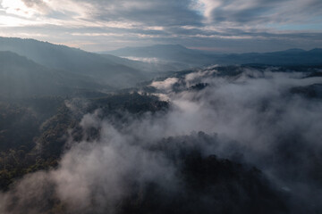 Wall Mural - Morning  Sky and Mountains,view of sunrise or sunset over mountain and misty.