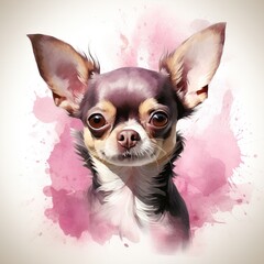 Wall Mural - chihuahua puppy with pink flower