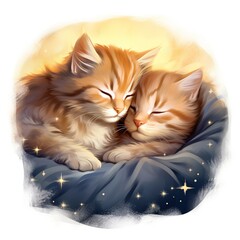 Wall Mural - Cuddly kittens napping together