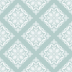 Wall Mural - classic seamless light blue and white pattern. damask orient ornament. classic vintage background. o