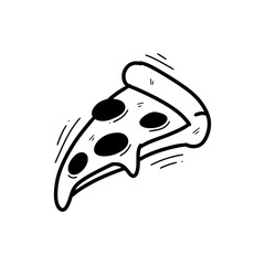 Hand Drawn Pizza Slice Illustration. Doodle Vector. Isolated on White Background - EPS 10 Vector