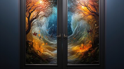 Wall Mural - Unique Epoxy resin creative solution for door panels to make your apartment truly unique. Generative AI