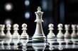 © Kowit - Close-up king chess stand first on chessboard concepts of leader teamwork volunteer challenge of business team or wining and leadership strategy and organization risk management or team player.