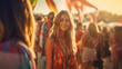 © wetzkaz - smiling blonde in crowd at festival, vibrant atmosphere, fictional location