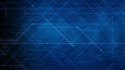 Wall Mural - Geometric Lines and Dots: Digital Connection Nexus with Hi-Tech Data Flow
