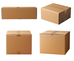 Set of 4 packaging boxes for parcels from various angles.