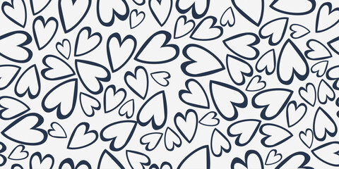 Poster - Background of heart shapes, hollow inside. Seamless background for print, packaging, pillows, notebooks, cups, textiles.