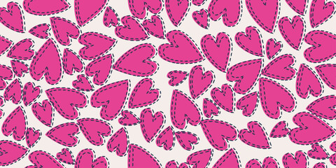 Leinwandbilder - Background of pink hearts. Seamless background for print, packaging, pillows, notebooks, cups, textiles.