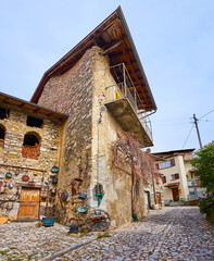 Sticker - The medieval stone houses in Bre, Switzerland