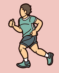 Sticker - A Boy Running Action Movement Cartoon Sport Graphic Vector