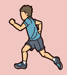 Sticker - A Boy Running Action Movement Cartoon Sport Graphic Vector