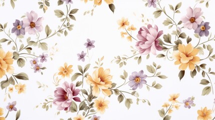 dainty abstract flower bright and cute colors pattern, simple, neutral flowers on white background s