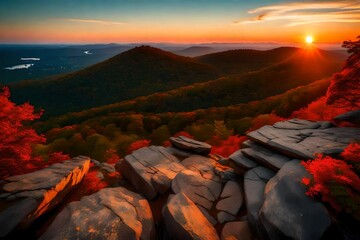 Wall Mural - **sunset view from annapolis rocks, along the appalachain trail on south mountain, maryland-