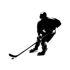 Sticker - Ice hockey player, isolated vector silhouette, hockey logo