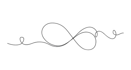 Continuous one line art infinity limitless isolated vector illustration.