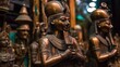 Close up shot of the ancient egyptian god statues as souvenirs at Khan el-Khalili night bazaar market, Cairo - Egypt - Middle east.