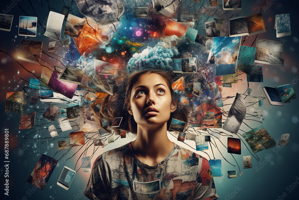 Data Overload Exploding overwhelming data explode from head Stock Photo | Adobe Stock