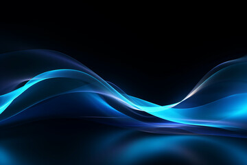 Wall Mural - curved blue neon light wave.