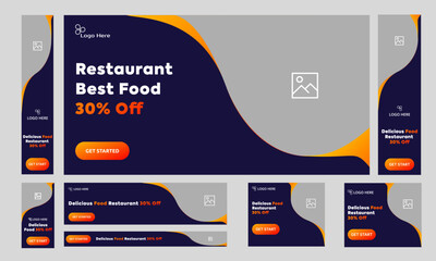 Wall Mural - Fully editable vector web set banner design for social media post, food recipe banner, offer banner, restaurant food delivery, vector eps 10 file format banner design