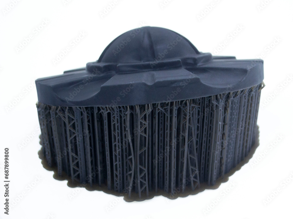 Black abstract object printed on 3D printer from photopolymer isolated ...