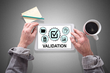 Wall Mural - validation concept on a tablet