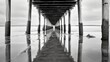 Forgotten pier, black and white color, background