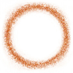 Wall Mural - Orange glitter circle frame. golden sparkle confetti. Circle frame on transparent background.