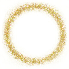 Wall Mural - Gold glitter circle frame. golden sparkle confetti. Circle frame on transparent background.