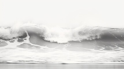 Seashore with crashing waves, black and white color, background 