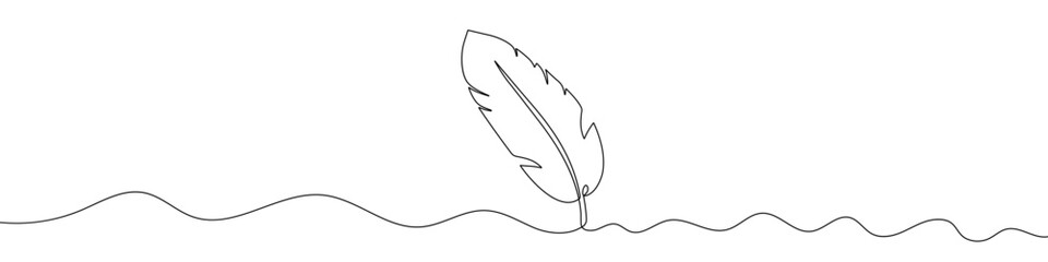 Wall Mural - continuous line drawing of feathers. feathers continuous line icon.