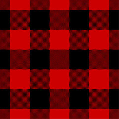 Wall Mural - Black and red tartan check plaid seamless pattern, pixel plaid, checkered plaid texture background for textile design, napkin, blanket, wrapping paper, cover, tablecloth, scarf. Vector illustration.